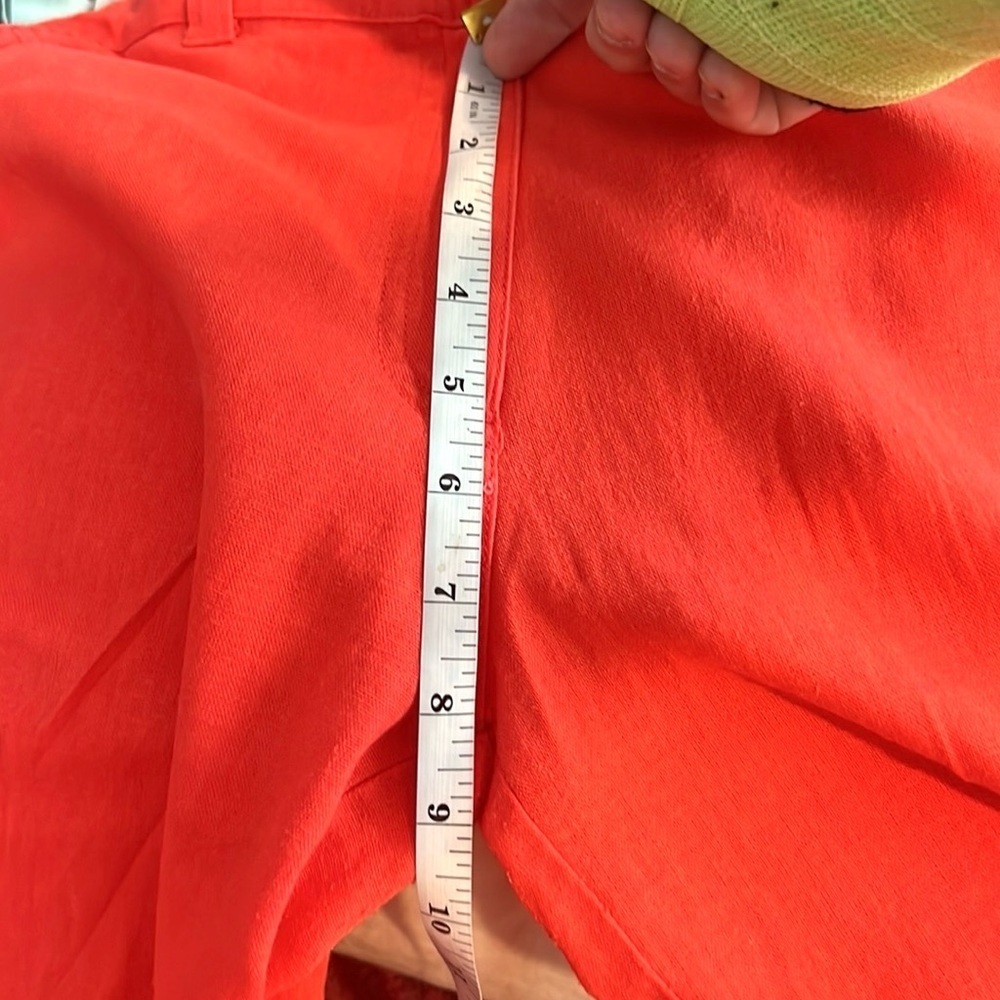 Acua Linen Blend 8”Rise Wide Leg Pants Red Adjustable Waist Resort Chic Size L - Picture 10 of 11